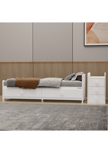 Melina 5 Çekmeceli Büyüyen Mdf Çıtalı Beşik + Yatak - Beyaz fiyatları