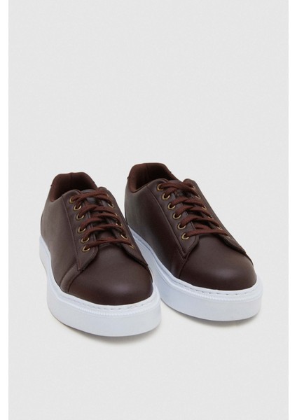 Kahverengi Kalın Beyaz Tabanlı Sneaker Ayakkabi 0EC09ORT0378