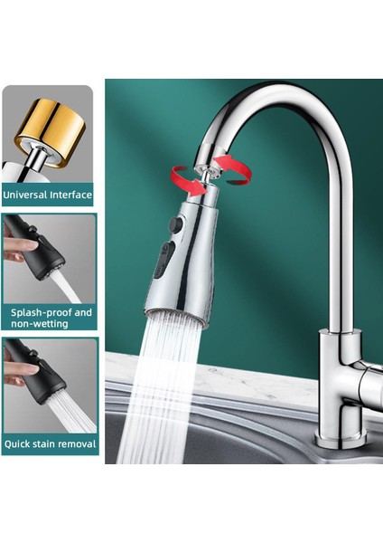 360° Dönebilen Musluk Sıçrama Filtresi Su Tasarrufu Dokunun Yağmurlama Evrensel Ortak Esnek Duş Uzatma Tüpü Mutfak Musluk Aksesuarları 1 Adet (Yurt Dışından)