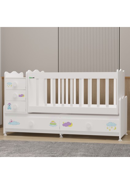 Melina Büyüyen Mdf Çıtalı Beşik + Yatak + Uyku Seti - Uykucu modelleri