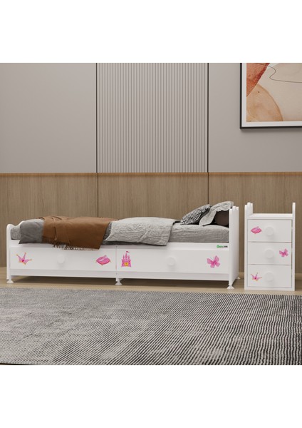 Melina 5 Çekmeceli Büyüyen Mdf Çıtalı Beşik + Yatak - Prenses