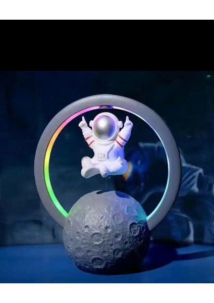 Manyetik Astronot Tasarımlı Bluetooth Hoparlör Gece Lambası Şarjlı Dokunmatik