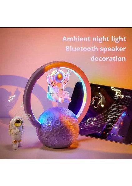 Manyetik Astronot Tasarımlı Bluetooth Hoparlör Gece Lambası Şarjlı Dokunmatik modelleri