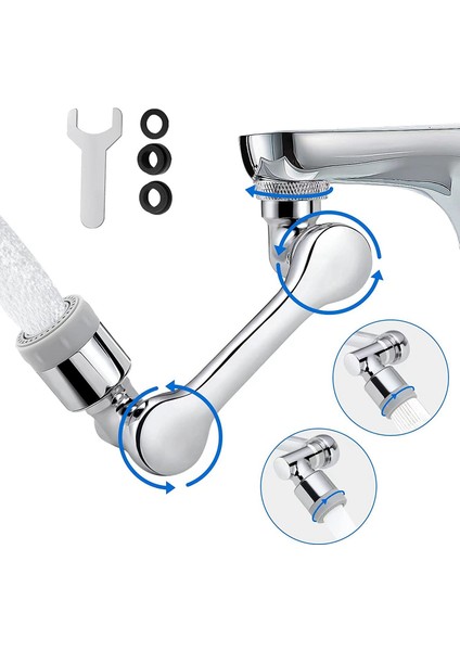 Musluk Genişletici Banyo Lavabo Mutfak Için Dönebilen Evrensel Musluk Konektörü Lavabo Musluğu 2 Su Çıkış Modu ile (Yurt Dışından)