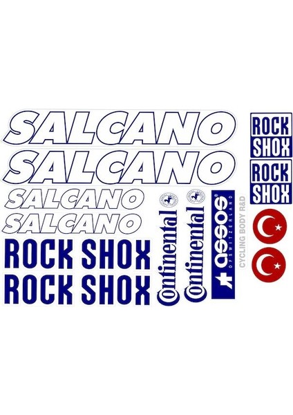 Salcano Bisiklet Sticker Etiket Seti Mavi A4
