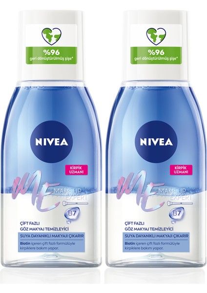 Nivea Make Up Expert Çift Fazlı Göz Makyaj Temizleyici 125 Ml X2 Adet, Etkili Makyaj Temizleme