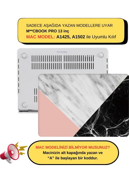 Macbook Pro Kılıf 13 inç Mermer09NL (Eski HDMI'lı Model 2012-2015) A1425 A1502 ile Uyumlu