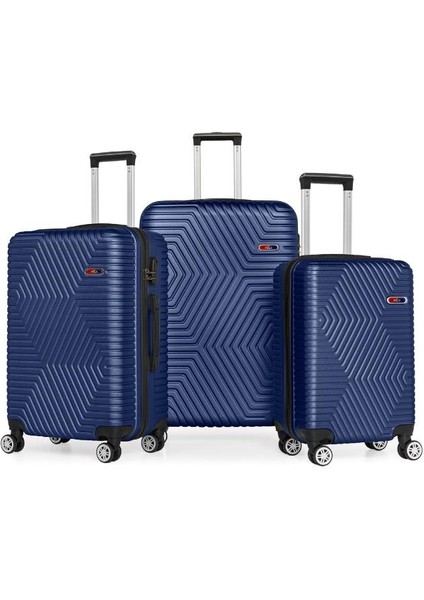 Suitcase Abs 3'lü Lacivert Lüx Valiz Seyahat Seti 600.04-SET