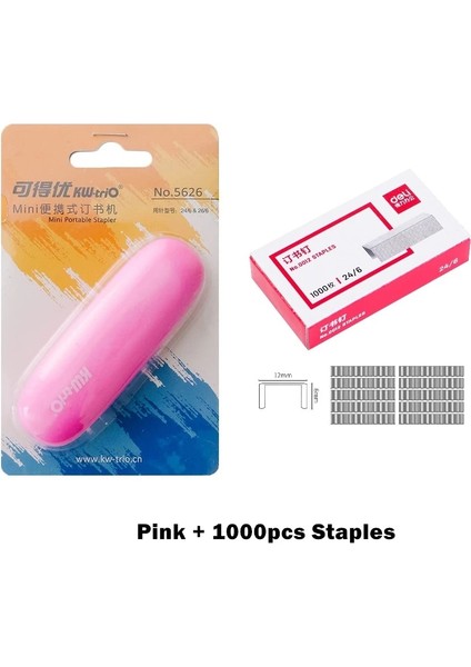 Pembe ve Zımba Stili Mini Taşınabilir Katlanır Zımba Renkli Kabuk Bağlayıcı Kullanım Zımba Ofis Ciltleme Araçları Okul Malzemeleri F7019 (Yurt Dışından)