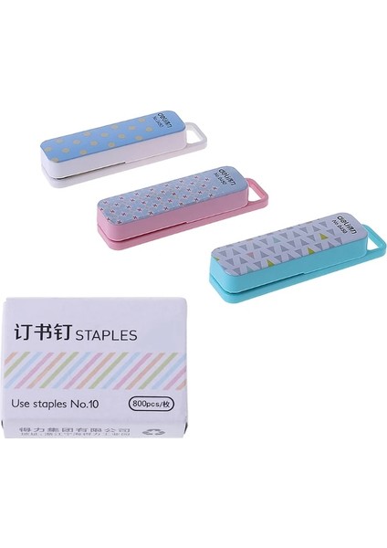 28 Rastgele Renk Stili 1 Takım Manuel Mini Zımba 3 Renkli Zımba Seti Kırtasiye Okul Ofis Malzemeleri (Yurt Dışından)