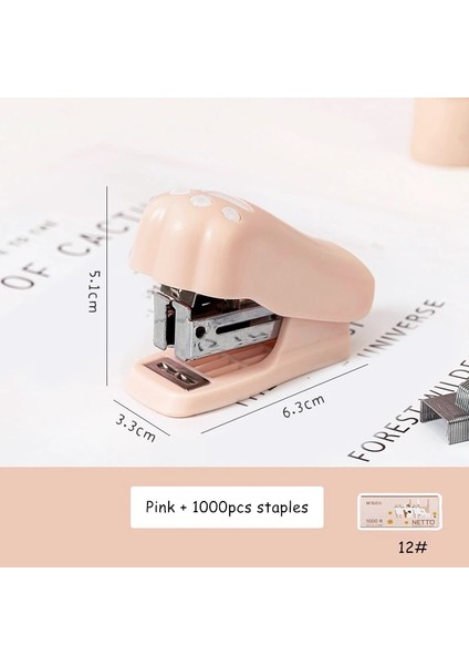 Pembe Set Stili Taşınabilir Mini Zımba Seti 12 # Zımba Sevimli Kedi Paw Kağıt Bağlayıcı Kırtasiye Ofis Ciltleme Araçları Okul Malzemeleri F622 (Yurt Dışından)