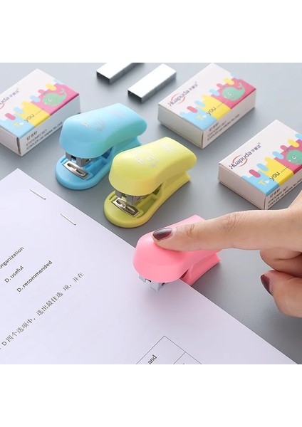 Stil Etrafında Mini Renkli Zımba + Tudent Küçük Taşınabilir Zımba Seti Kırtasiye Ataş Binder Kitap Ofis Okul Malzemeleri (Yurt Dışından)