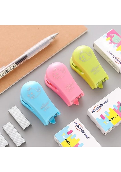 Stil Etrafında Mini Renkli Zımba + Tudent Küçük Taşınabilir Zımba Seti Kırtasiye Ataş Binder Kitap Ofis Okul Malzemeleri (Yurt Dışından) fiyatları