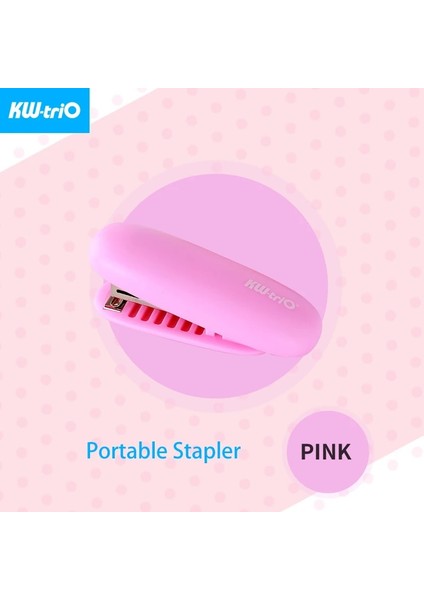 Pembe Zımba-1 Adet Tarzı Kw-Trio Mini Katlanır Zımba Sevimli Taşınabilir Zımba Kullanın Zımba Cilt Kağıt Masası Kırtasiye Ofis Malzemeleri (Yurt Dışından)