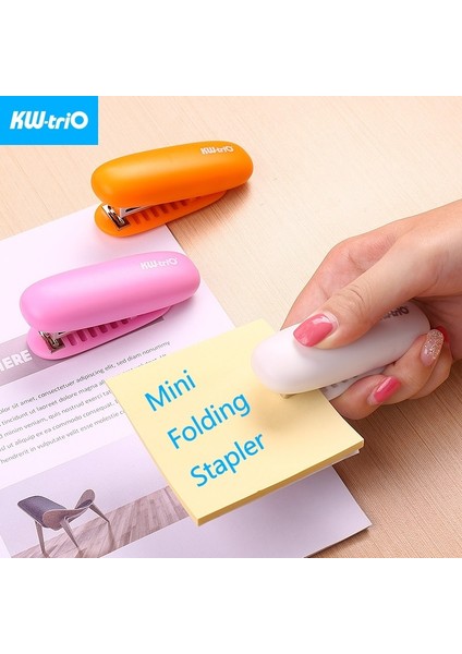 Pembe Zımba-1 Adet Tarzı Kw-Trio Mini Katlanır Zımba Sevimli Taşınabilir Zımba Kullanın Zımba Cilt Kağıt Masası Kırtasiye Ofis Malzemeleri (Yurt Dışından) fiyatları