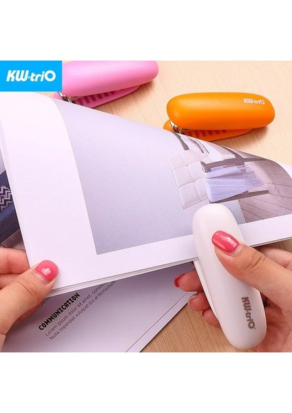 Pembe Zımba-1 Adet Tarzı Kw-Trio Mini Katlanır Zımba Sevimli Taşınabilir Zımba Kullanın Zımba Cilt Kağıt Masası Kırtasiye Ofis Malzemeleri (Yurt Dışından) indirimleri