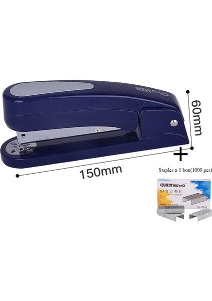 Koyu Mavi 1 Stil 360 Döndürme Ağır Hizmet Zımbası Taples Kullanımı Zahmetsiz Uzun Zımba Okul Zımbası Ofis Kırtasiye Ciltleme Malzemeleri (Yurt Dışından)