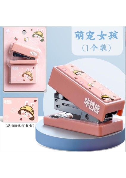 Kız Stili Kawaii Karikatür Astronot Kız Ayı Mini Taşınabilir Zımba Seti Wittaples Kağıt Bağlayıcı Kırtasiye Ofis Ciltleme Araçları (Yurt Dışından)