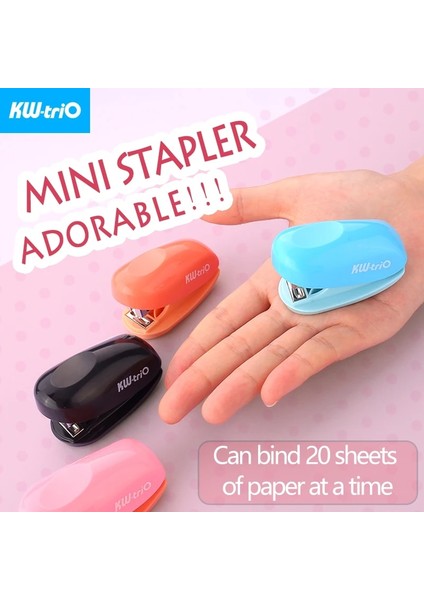 Mini Siyah Zımba Stili Kw-Trio Mini Zımba Güzel Taşınabilir Zımba Zımba Sökücü Dizüstü Ciltleme Ofis Malzemeleri ile Sevimli Şeker Şekillendirici Zımba (Yurt Dışından)