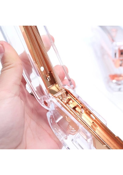 1000 Çivi Stili ile Rose Gold Yüksek Dereceli Şeffaf Plastik Zımba Çalışması Okul Ofisi Için Zımbalı Ciltleme Makinesi Kırtasiye Zımbası (Yurt Dışından) indirimleri