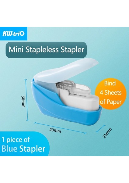 Mavi Zımba-1 Adet Tarzı Kw-Trio Mini Zımbasız Zımba Güvenli Kağıt Zımbalama Plastik Zımba Zımba Olmadan Taşınabilir Zımba Yok Zımba Ciltleme Malzemeleri (Yurt Dışından)