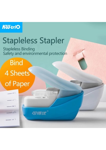 Mavi Zımba-1 Adet Tarzı Kw-Trio Mini Zımbasız Zımba Güvenli Kağıt Zımbalama Plastik Zımba Zımba Olmadan Taşınabilir Zımba Yok Zımba Ciltleme Malzemeleri (Yurt Dışından) fiyatları