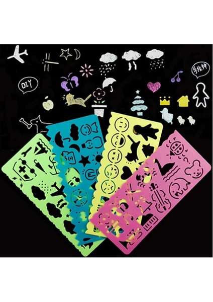 4 Adet Tarzı Reative Eğlenceli Tangram Wanhua Cetvel Çok Fonksiyonlu Dıy Bulmaca Çizim Şablonu Cetveller Hediye Okul ve Ofis Kırtasiye (Yurt Dışından)