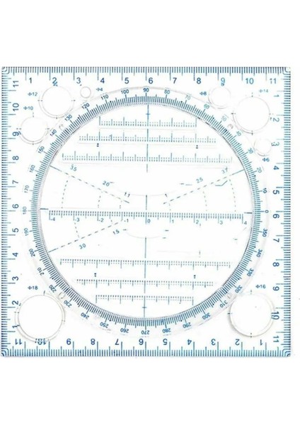 Mavi Stil Çok Fonksiyonlu Geometrik Şablon Cetvel Çizim Cetvel Ölçme Aracı Okul Ofis Malzemeleri (Yurt Dışından)