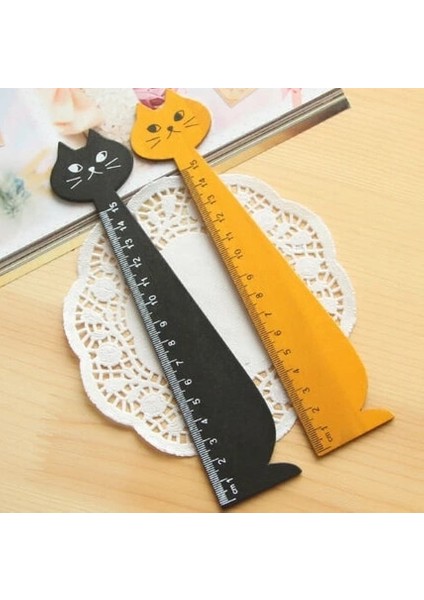 Iki Karışık Stil Güzel Kedi Şekli Cetvel Sevimli Ahşap Hayvan Düz Cetveller Çocuklar Için Hediyeler Okul Öğrenme Malzemeleri Kırtasiye Siyah Sarı 15 cm (Yurt Dışından) fırsatları