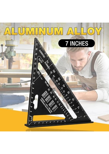 Siyah Inç Tarzı Açı Cetvel 7 Inç Metrik Alüminyum Alaşım Üçgen Ölçme Cetvel Doğrama Hız Kare Üçgen Açı Iletki Ölçme (Yurt Dışından) modelleri