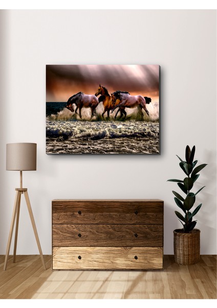 Denizde Koşan Atlar Dekoratif Kanvas Tablo fiyatları
