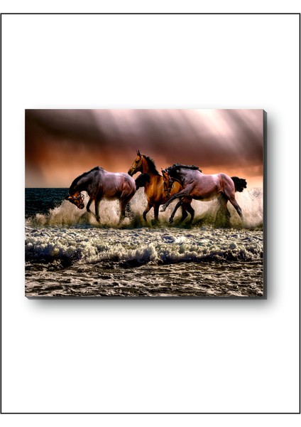 Denizde Koşan Atlar Dekoratif Kanvas Tablo modelleri