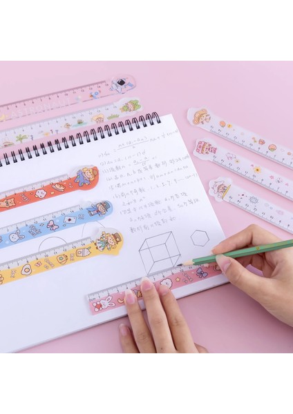A-Rastgele 1 Adet Tarzı 15CM Sevimli Küçük Taze Karikatür Öğrenci Dawing Kawaii Cetvel Çok Fonksiyonlu Dıy Çizim Cetvel Öğrenci Ofis Okul Kırtasiye (Yurt Dışından) modelleri