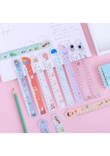 A-Rastgele 1 Adet Tarzı 15CM Sevimli Küçük Taze Karikatür Öğrenci Dawing Kawaii Cetvel Çok Fonksiyonlu Dıy Çizim Cetvel Öğrenci Ofis Okul Kırtasiye (Yurt Dışından) indirimleri