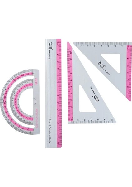 Pembe Tarzı Alüminyum Alaşım Cetvel Çizim Ölçüm Geometri Üçgencetvel Düz Kenar Iletki Cetveller Çeşitli (Yurt Dışından)