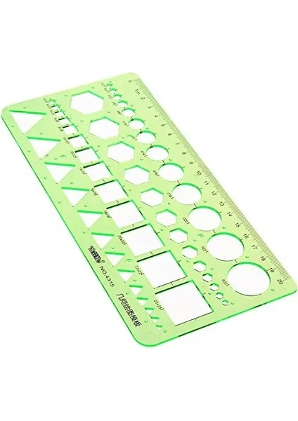 Plastik Ölçüm Şablonları Ofis ve Okul Için 4 Tasarımlı Geometrik Cetvel, 8.6 x 4.2 Inç, Yeşil (Yurt Dışından)