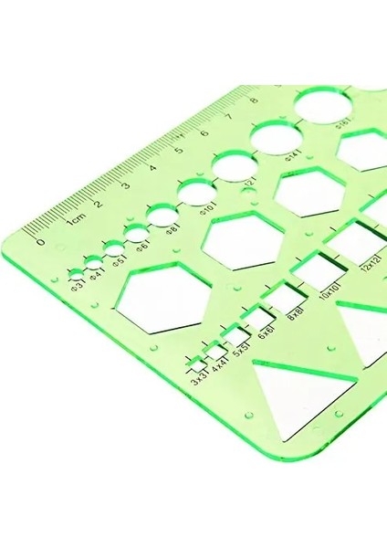 Plastik Ölçüm Şablonları Ofis ve Okul Için 4 Tasarımlı Geometrik Cetvel, 8.6 x 4.2 Inç, Yeşil (Yurt Dışından) fiyatları