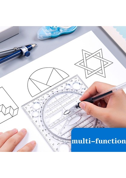Mavi Stil Çok Fonksiyonlu Akrilik Dairesel Şeffaf Cetvel Çizim Boyama Ölçme Dikiş Öğrenci Ofis Malzemeleri (Yurt Dışından) modelleri