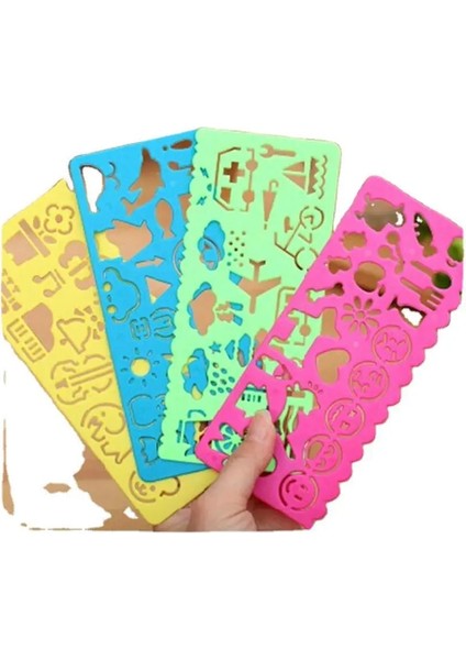 4 Adet Çok Tarzı Çok Karikatür Çocuk Hız Hua Chi Çizim Şablonu Cetvel Hua Chi Cetvel Kırtasiye Öğrenci Okul Malzemeleri (Yurt Dışından)