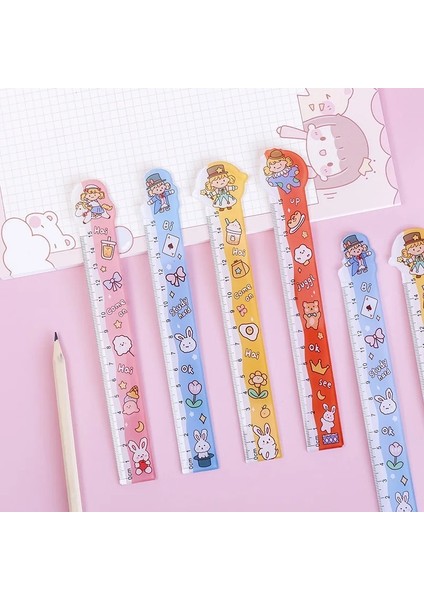 Sevimli Kız 1 Adet Rastgele Stil Canlılık Kız 15 cm Cetvel Yaratıcı Sevimli Saydam Ölçme Cetvel Astronot Yıldız Sirk Serisi Karikatür Cetvel Kawaii Kırtasiye (Yurt Dışından)
