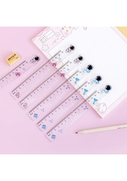 Sevimli Kız 1 Adet Rastgele Stil Canlılık Kız 15 cm Cetvel Yaratıcı Sevimli Saydam Ölçme Cetvel Astronot Yıldız Sirk Serisi Karikatür Cetvel Kawaii Kırtasiye (Yurt Dışından)