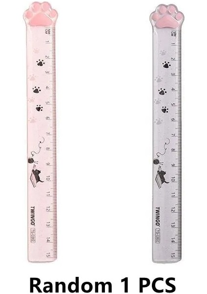 Rastgele 1 Adet Tarzı Sevimli Kedi Pençe Plastik Düz Cetveller Kawaii Kitty Cetveller Komik Çizim Hediye Kore Ofis Okul Ölçme Çizim Öğrenci Ödülü (Yurt Dışından)