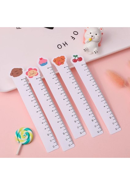 Beyaz Stil Artoon Kawaii Sevimli Plastik Düz Cetvel Imi Bükülebilir Cetvel Öğrenci Ofisi Yaratıcı Boyama Ölçekli Kırtasiye (Yurt Dışından)