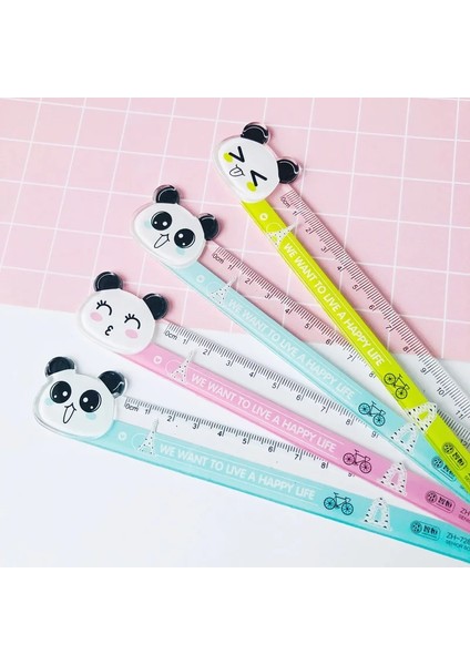 1 Adet Kawaii Panda 15CM Plastik Düz Cetvel Tedbir Çalışması Çizim Okul Öğrenci Kırtasiye (Yurt Dışından)