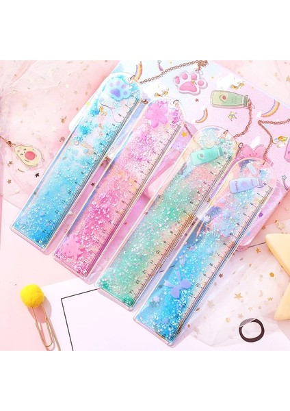 Caomei Tarzı Lot Yağ Akışı Kum Imi Cetveller Kawaii Lazer Kız Çizim Şablonu Dantel Dikiş Cetvel Kırtasiye Ofis Okul (Yurt Dışından)
