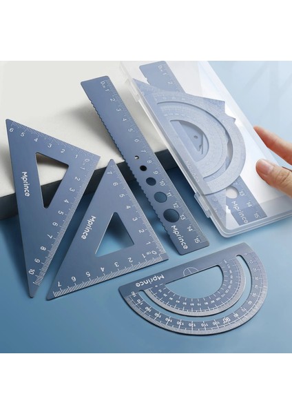Mavi Stil Yeni Cetvel Seti Öğrenciler Için Çok Fonksiyonlu Examinatioeces Set Çocuklar Için Metal Cetvel Seti Percision Ölçme Araçları (Yurt Dışından)