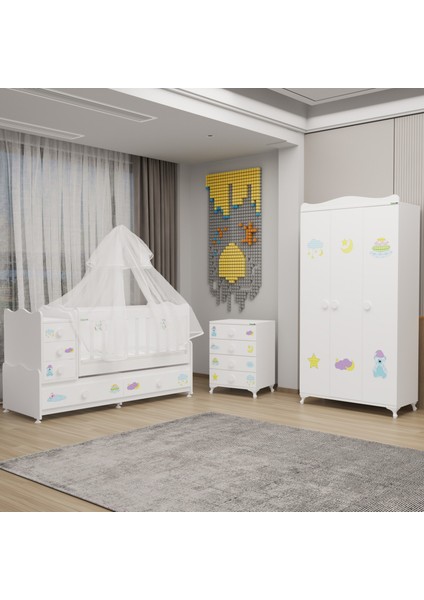 Melina Yıldız 3 Kapaklı Bebek Odası + Yatak + Uyku Seti - Uykucu fiyatları