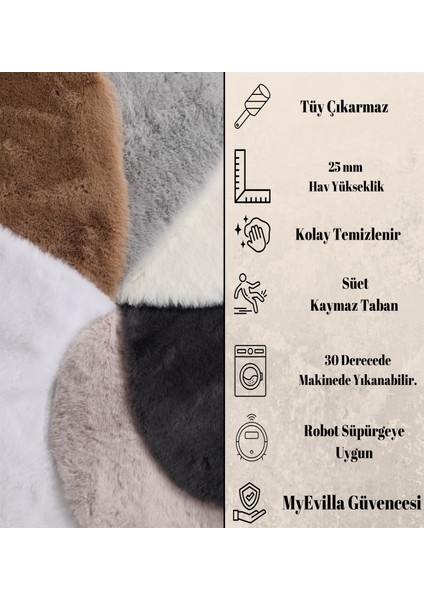 Dekoratif Tavşan Tüyü Ultra Yumuşak Peluş Kaymaz Halı Yolluk