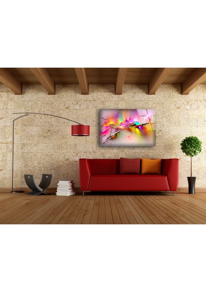 Beyaz ve Pembe Soyut Cam Duvar Tablosu fırsatları