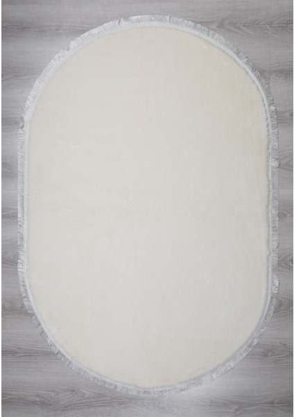 Modern Dekoratif Oval Spor Saçaklı Puffy Peluş Halı Yolluk